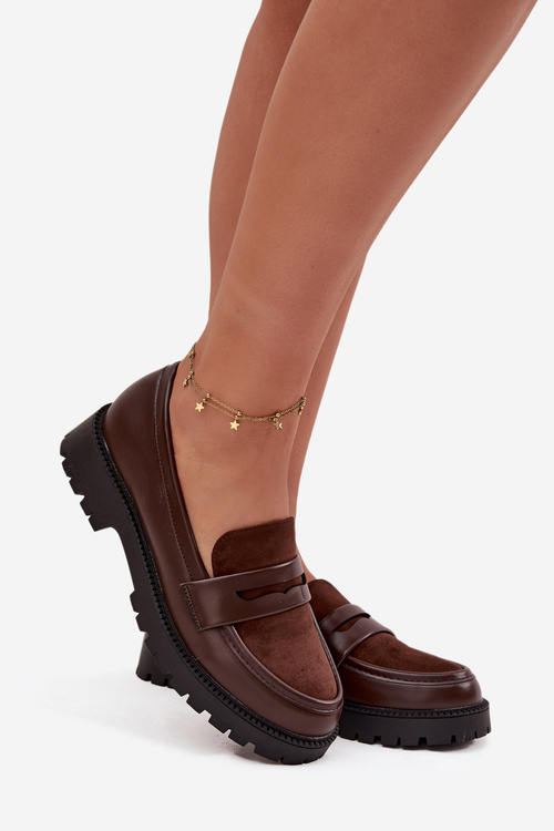 Mokasyny Damskie Z Eko Skóry Czekoladowe Cailen