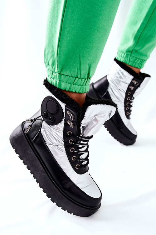 Damskie Śniegowce Ocieplane Srebrne Kennilis