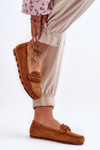 Damskie Zamszowe Mokasyny Camel Clorie