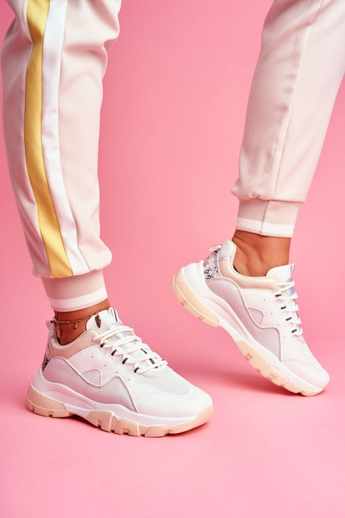 Sportowe Damskie Buty Sneakersy Beżowe Idaise