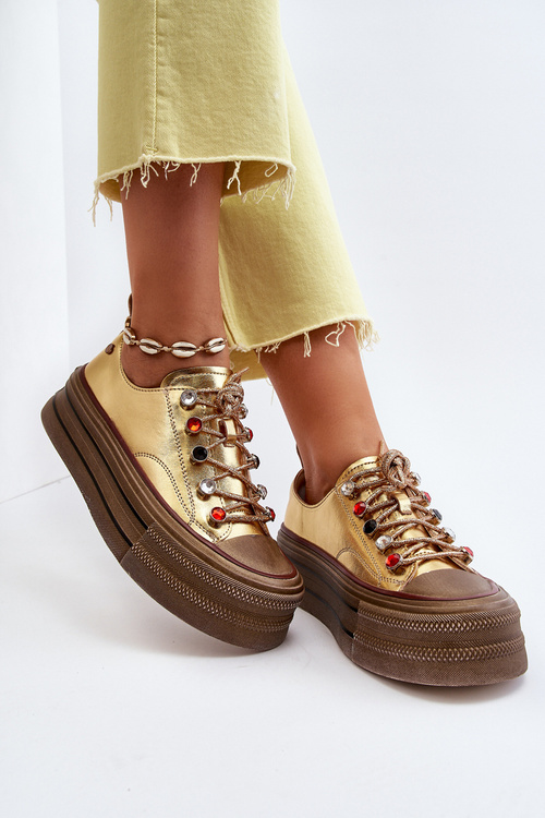 Damskie Trampki Na Platformie GOE NN2N4055 Złote