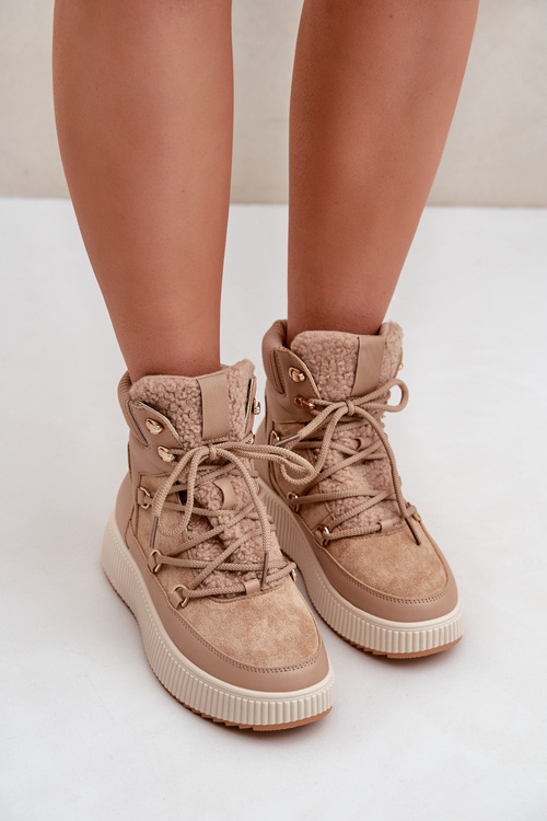 Niskie Śniegowce Na Platformie Brązowe Naliora