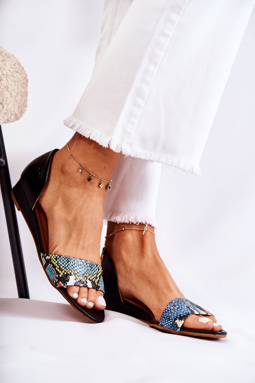 Skórzane Sandały Maciejka 1971-63 Czarne