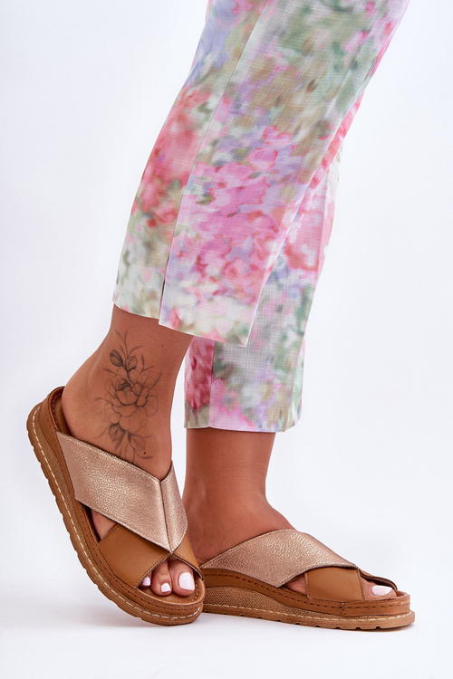 Skórzane Profilowane Klapki Maciejka 04986-29 Brązowe