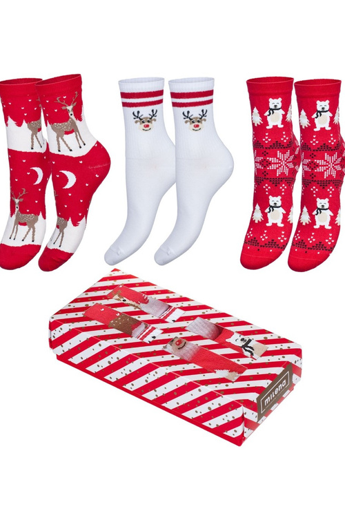 Świąteczny Zestaw Skarpetek Damskich 3-Pak Wzór 2