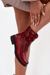 Botki Damskie Workery Bordowe Perfecto