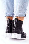 Skórzane Botki Na Platformie Czarne Maciejka 05216-01