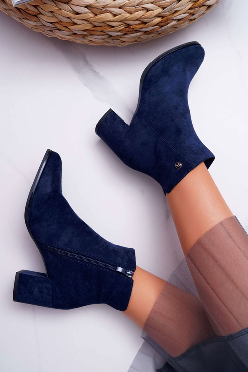 Botki Damskie Na Obcasie Sergio Leone Granatowe BT520