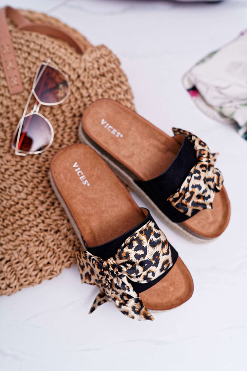 Klapki Damskie Vices Czarne Leopard 6275