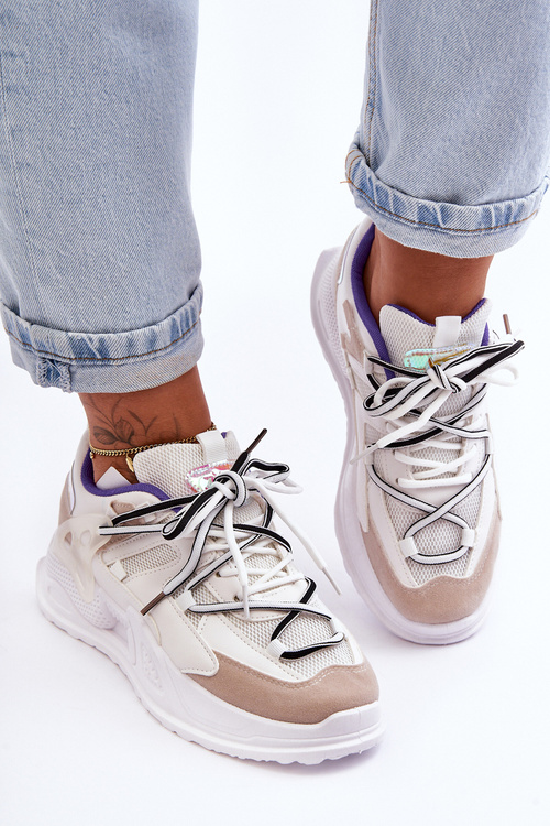 Skórzane Buty Sportowe Na Platformie Białe Sifel