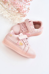 Dziecięce Skórzane Buty Sportowe Na Rzep Różowe Baylene