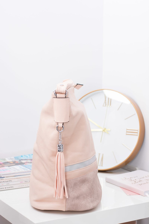 Duża Torba Damska Shopper Bag Pudrowy Róż