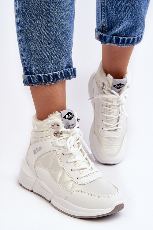 Ocieplane Botki Damskie Na Platformie Lee Cooper LCJ-23-44-1983L Białe