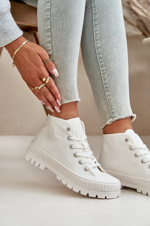 Trampki Damskie Z Cholewką Za Kostkę Big Star OO274009 Białe