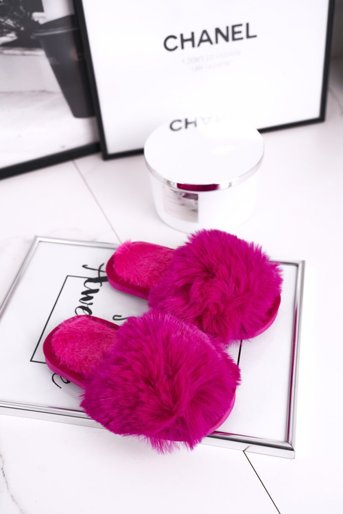 Dziecięce Papcie Klapki z Futerkiem Fuksja Snow Ball