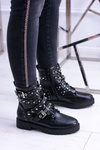 Damskie Botki Wysokie Czarne Trapery Albere