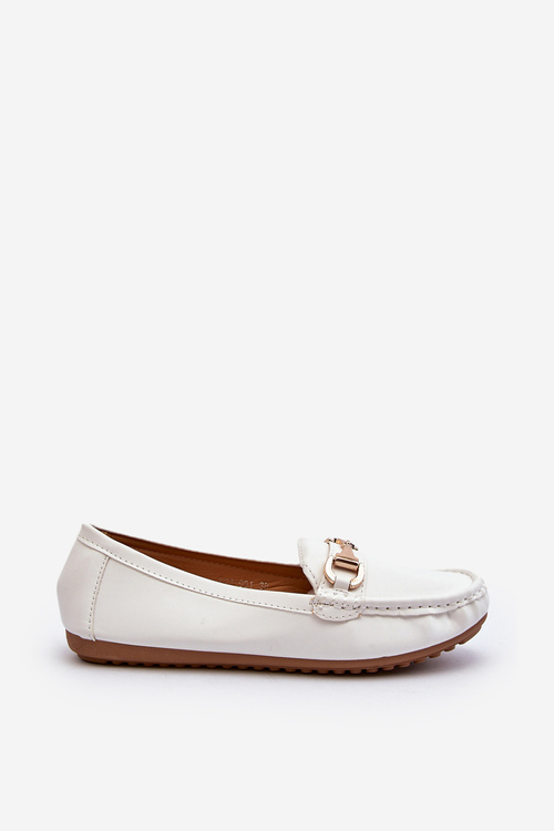 Damskie Klasyczne Mokasyny Eko Skórzane Białe Demese