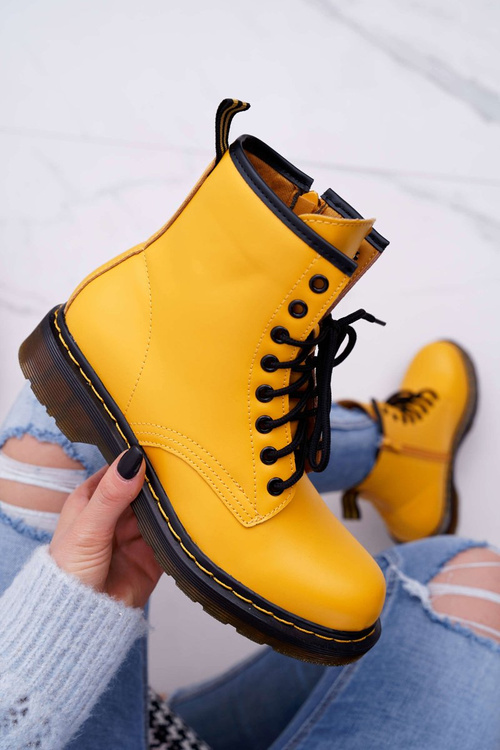 Damskie Botki Trapery Glany Żółte Gangsta