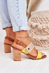 Sandały Na Korkowym Słupku Żółte Emmy