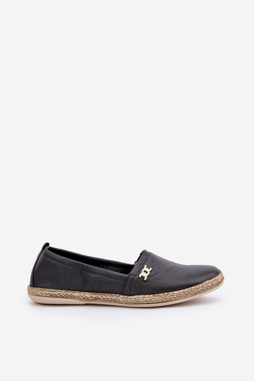 Eleganckie Skórzane Espadryle Damskie Zazoo 10177 Czarne