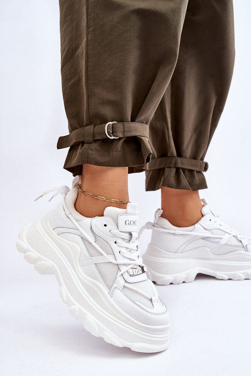 Buty Sportowe Na Masywnej Platformie GOE LL2N4029 Białe