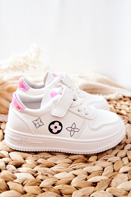 Dziecięce Sportowe Buty Na Rzepy Biało Różowe Aletris