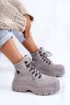 Damskie Botki Trapery Memory Foam Big Star KK274367 Szare