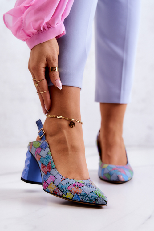 Skórzane Czółenka Na Słupku Maciejka 05427-06 Multikolor