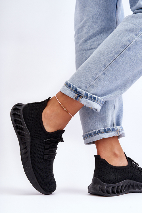 Damskie Wsuwane Materiałowe Sneakersy Czarne Venett