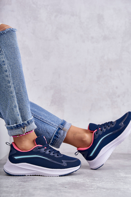 Damskie Modne Buty Sportowe Sneakersy Granatowe Ida