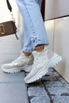 Sneakersy Buty Sportowe Beżowo-Złote Phinell