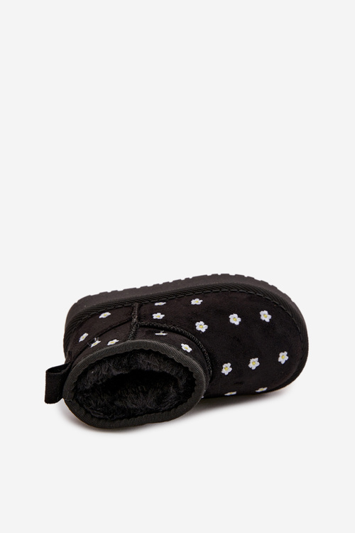 Śniegowce Dziecięce Z Kwiatuszkami Czarne Gracina