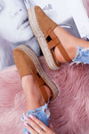 Espadryle Damskie Zamszowe Na Platformie Camel Parteno