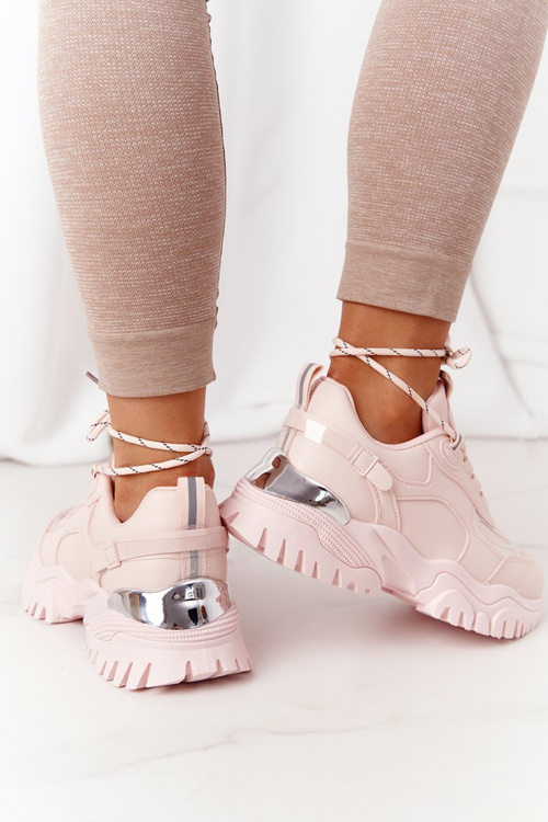 Damskie Sneakersy Na Masywnej Podeszwie Różowe Influencer