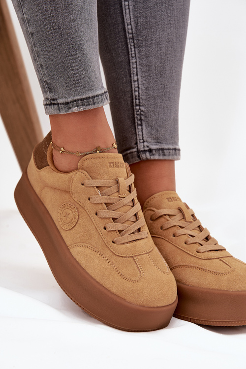 Sneakersy Damskie Na Platformie Big Star SS274762 Camel