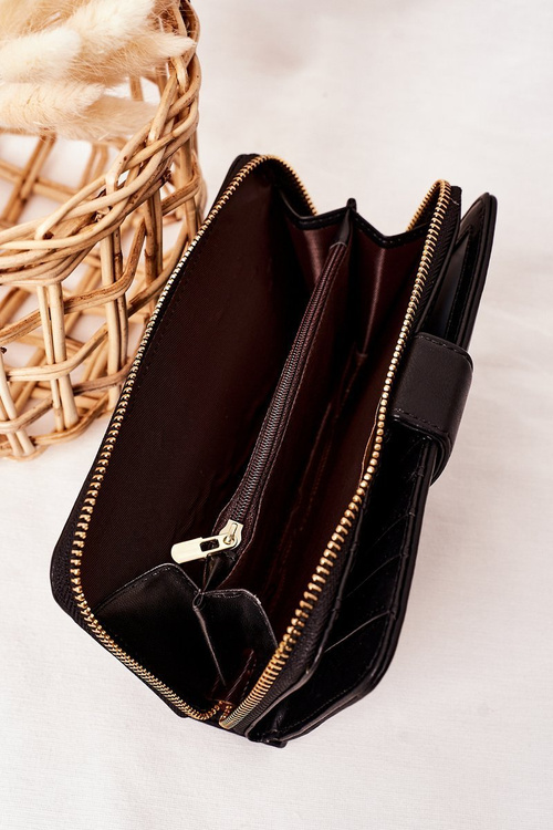 Duży Portfel Damski Z Kieszenią Czarny