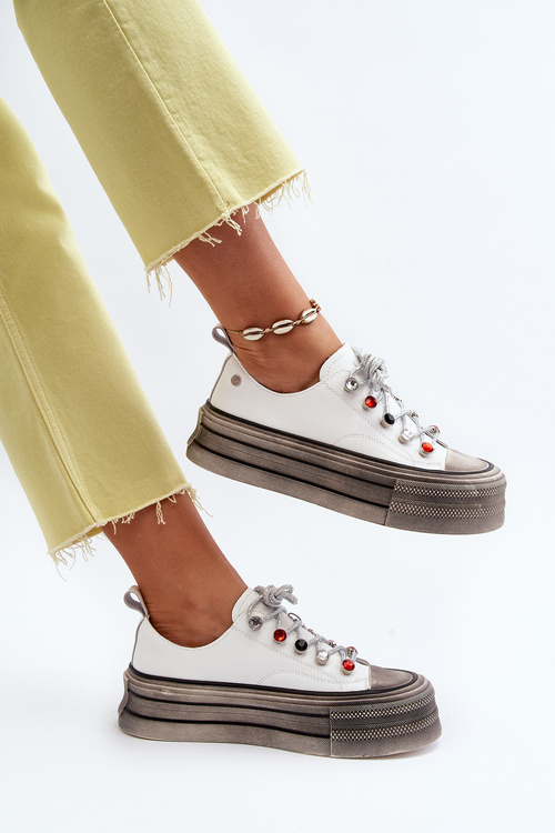 Damskie Trampki Na Platformie GOE NN2N4054 Białe