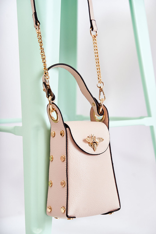 Mała Damska Torebka Z Ozdobą Beżowa Ellies