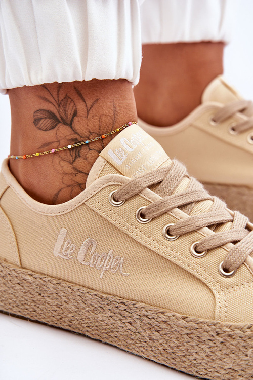 Modne Trampki Z Plecionką Lee Cooper LCW-23-31-1795L Beżowe