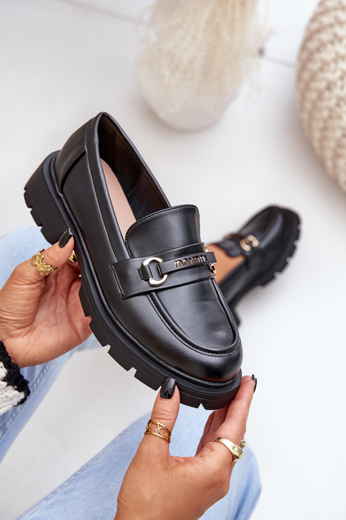 Klasyczne Mokasyny Damskie Z Eko Skóry Czarne Savethira