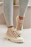 Trampki Damskie Z Cholewką Za Kostkę Big Star OO274006 Beżowe
