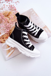 Dziecięce Wysokie Trampki Wiązane Czarno-Białe Freeze