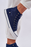 Damskie Wysokie Trampki Big Star DD274333 Granatowe