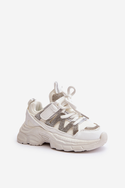 Sneakersy Dziecięce Z Cyrkoniami Białe Rianalla