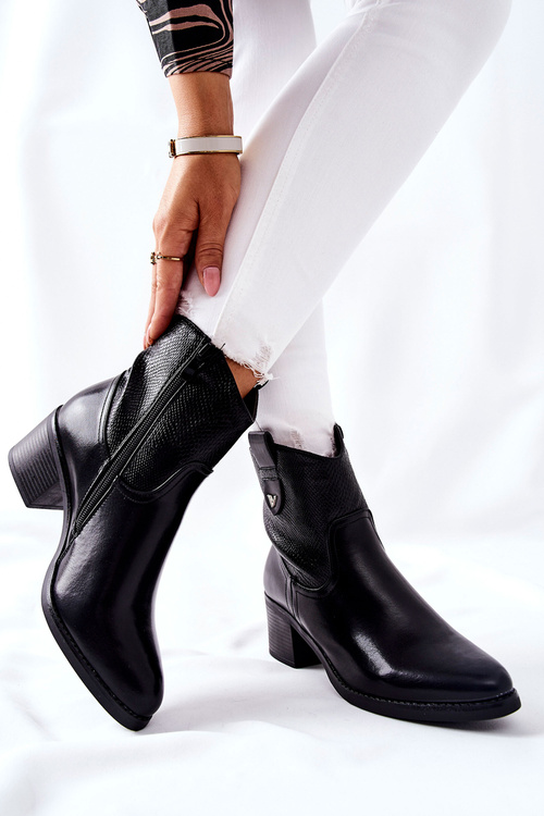 Damskie Ocieplane Botki Czarne Palile