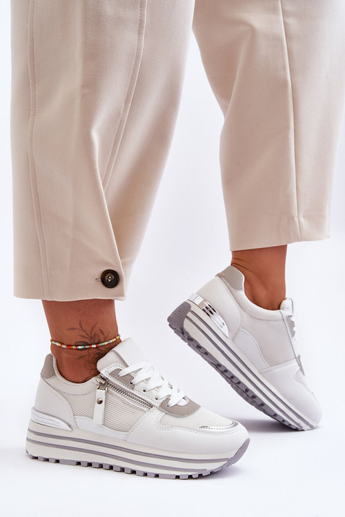 Damskie Buty Sportowe Z Ozdobnym Zamkiem Białe Cairo