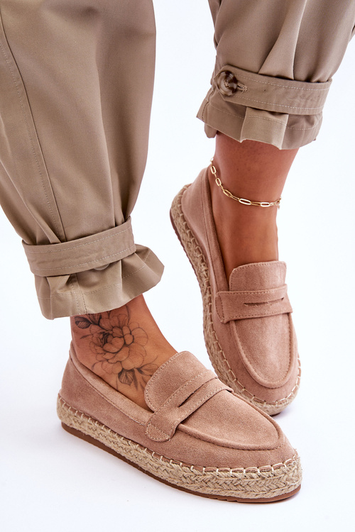 Damskie Zamszowe Espadryle Beżowe Keyla