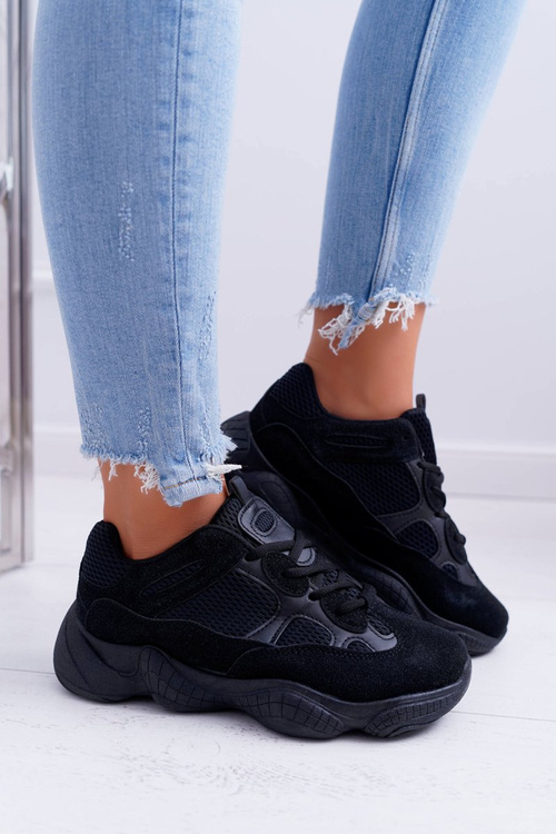 Sportowe Damskie Buty Przewiewna Tkanina Czarne Thai