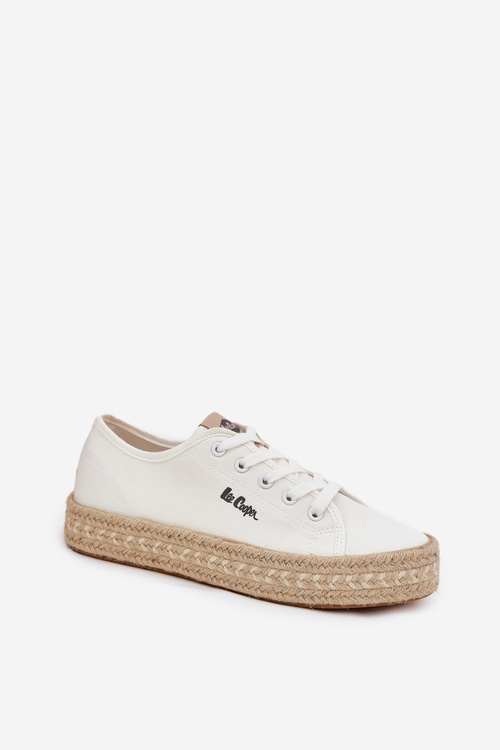 Trampki Damskie Z Plecionką Lee Cooper LCW-25-44-3217 Białe