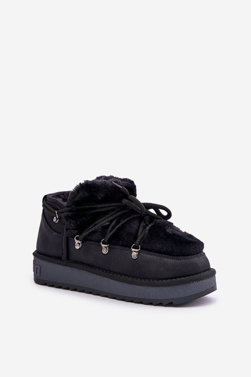 Niskie Śniegowce Na Platformie Z Futerkiem D.Franklin DFSH370011 Czarne